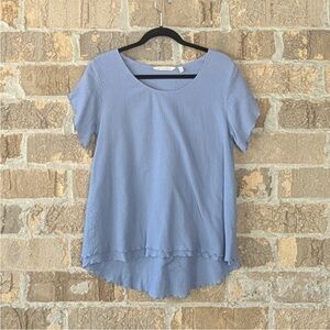 Soft Surroundings Jacinda pastel Blue Top Gauze Coastal cotton blouse small S